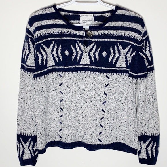 Vintage keyhole button Aztec pattern sweater sz S - Picture 1 of 11